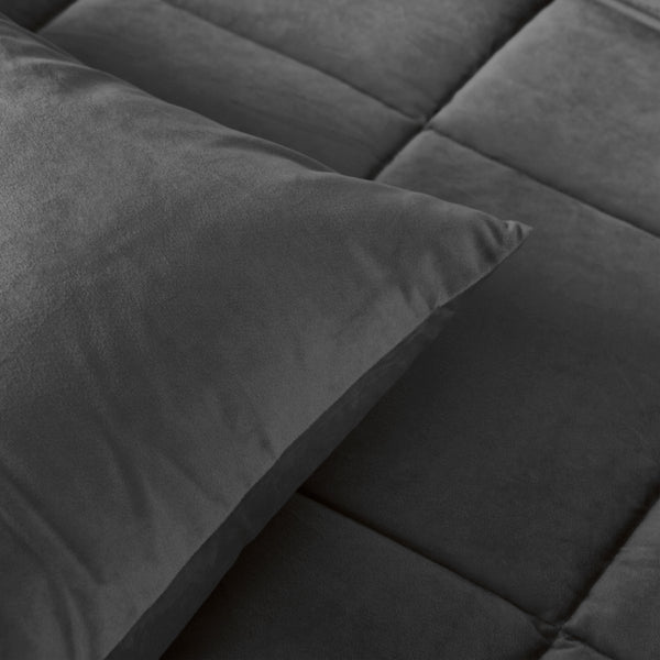 Lazy Velvet Duvet | Grey Anthracite | Single - 140cm (W) x 200cm (L) - The Bedding & Blankets Store