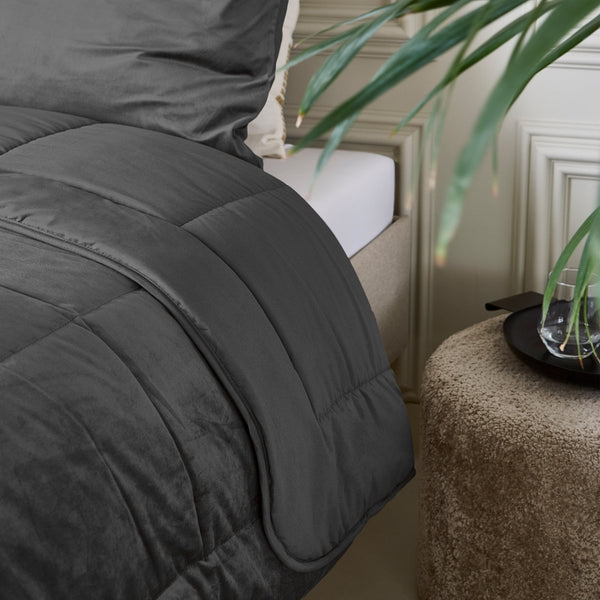 Lazy Velvet Duvet | Grey Anthracite | Single - 140cm (W) x 200cm (L) - The Bedding & Blankets Store
