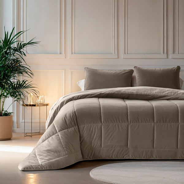 Lazy Velvet Duvet | Taupe/Grey | Single - 140cm (W) x 200cm (L) - The Bedding & Blankets Store