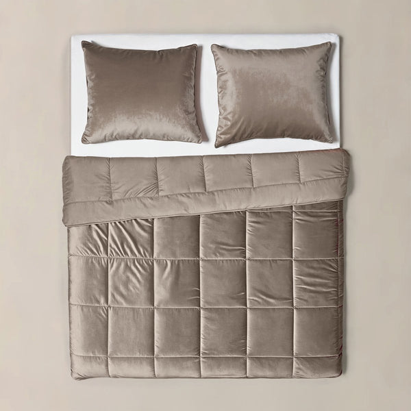 Lazy Velvet Duvet | Taupe/Grey | Single - 140cm (W) x 200cm (L) - The Bedding & Blankets Store