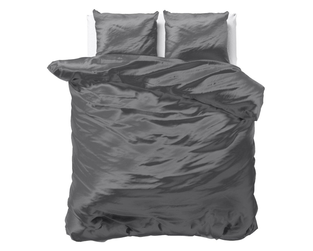 Luxury Satin Microfibre Duvet Cover Set Beauty Skin Care | Anthracite | Double - 200cm (W) x 220cm (L) - The Bedding & Blankets Store