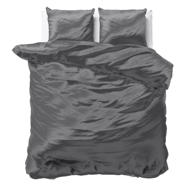 Luxury Satin Microfibre Duvet Cover Set Beauty Skin Care | Anthracite | Double - 200cm (W) x 220cm (L) - The Bedding & Blankets Store