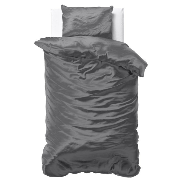 Luxury Satin Microfibre Duvet Cover Set Beauty Skin Care | Anthracite | Single - 140cm (W) x 220cm (L) - The Bedding & Blankets Store