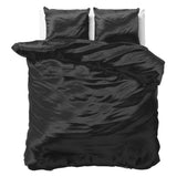 Luxury Satin Microfibre Duvet Cover Set Beauty Skin Care | Black | Double - 200cm (W) x 200/220cm (L) - The Bedding & Blankets Store