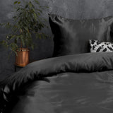 Luxury Satin Microfibre Duvet Cover Set Beauty Skin Care | Black | Single - 140cm (W) x 220cm (L) - The Bedding & Blankets Store