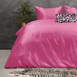 Luxury Satin Microfibre Duvet Cover Set Beauty Skin Care | Bright Pink | Single - 140cm (W) x 220cm (L) - The Bedding & Blankets Store