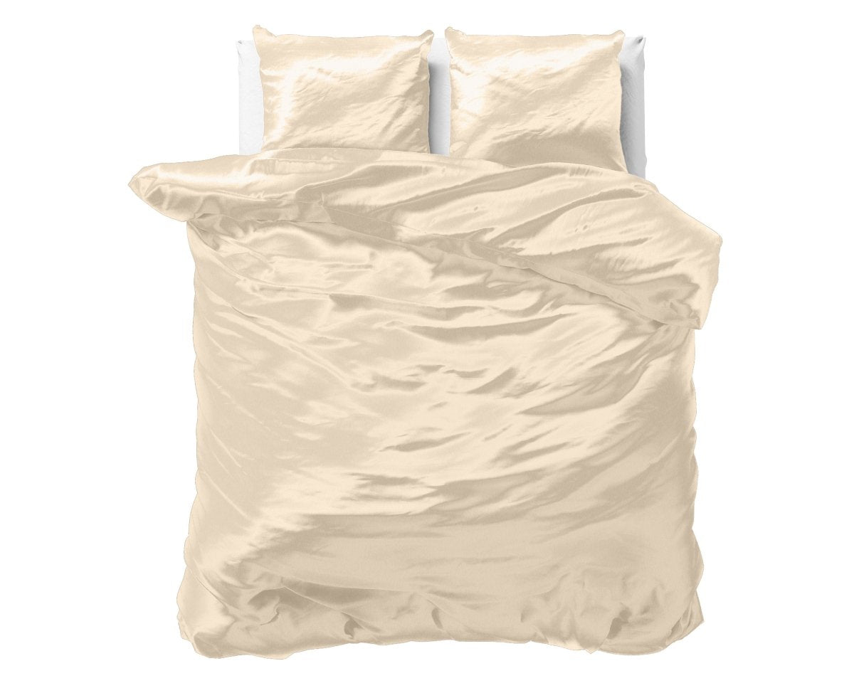 Luxury Satin Microfibre Duvet Cover Set Beauty Skin Care | Cream | Double - 200cm (W) x 220cm (L) - The Bedding & Blankets Store