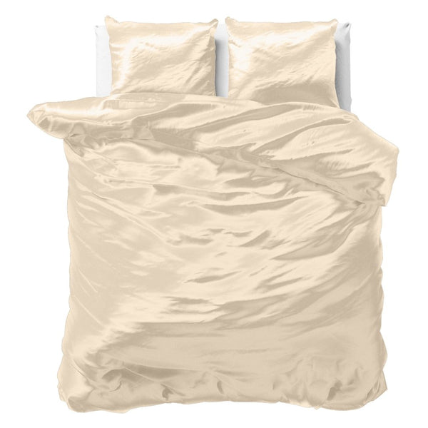 Luxury Satin Microfibre Duvet Cover Set Beauty Skin Care | Cream | Double - 200cm (W) x 220cm (L) - The Bedding & Blankets Store