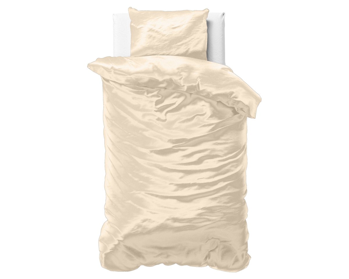 Luxury Satin Microfibre Duvet Cover Set Beauty Skin Care | Cream | Single - 140cm (W) x 220cm (L) - The Bedding & Blankets Store
