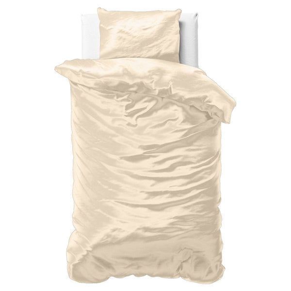 Luxury Satin Microfibre Duvet Cover Set Beauty Skin Care | Cream | Single - 140cm (W) x 220cm (L) - The Bedding & Blankets Store