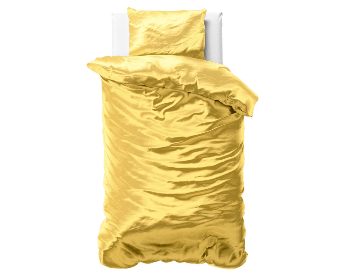 Luxury Satin Microfibre Duvet Cover Set Beauty Skin Care | Gold | Single - 140cm (W) x 220cm (L) - The Bedding & Blankets Store