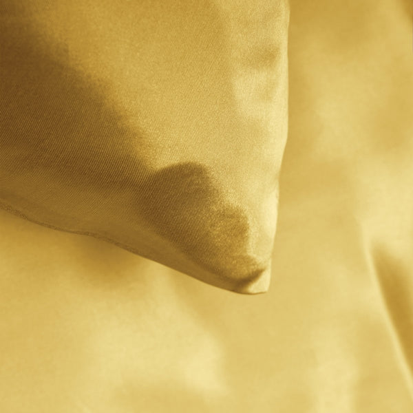 Luxury Satin Microfibre Duvet Cover Set Beauty Skin Care | Gold | Single - 140cm (W) x 220cm (L) - The Bedding & Blankets Store