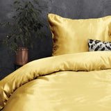 Luxury Satin Microfibre Duvet Cover Set Beauty Skin Care | Gold | Single - 140cm (W) x 220cm (L) - The Bedding & Blankets Store