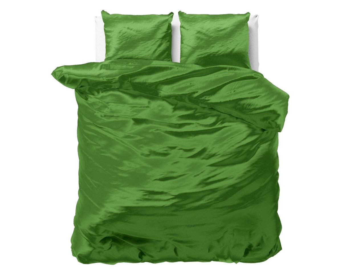 Luxury Satin Microfibre Duvet Cover Set Beauty Skin Care | Green | Double - 200cm (W) x 220cm (L) - The Bedding & Blankets Store