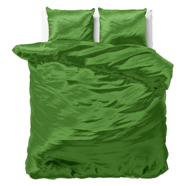 Luxury Satin Microfibre Duvet Cover Set Beauty Skin Care | Green | Double - 200cm (W) x 220cm (L) - The Bedding & Blankets Store
