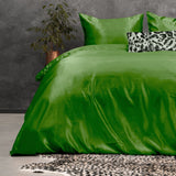 Luxury Satin Microfibre Duvet Cover Set Beauty Skin Care | Green | Single - 140cm (W) x 220cm (L) - The Bedding & Blankets Store