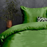 Luxury Satin Microfibre Duvet Cover Set Beauty Skin Care | Green | Single - 140cm (W) x 220cm (L) - The Bedding & Blankets Store