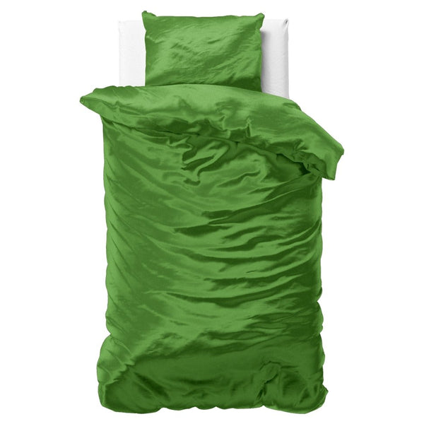 Luxury Satin Microfibre Duvet Cover Set Beauty Skin Care | Green | Single - 140cm (W) x 220cm (L) - The Bedding & Blankets Store