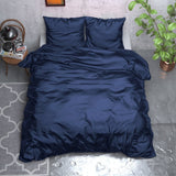 Luxury Satin Microfibre Duvet Cover Set Beauty Skin Care | Navy | Double - 200cm (W) x 220cm (L) - The Bedding & Blankets Store