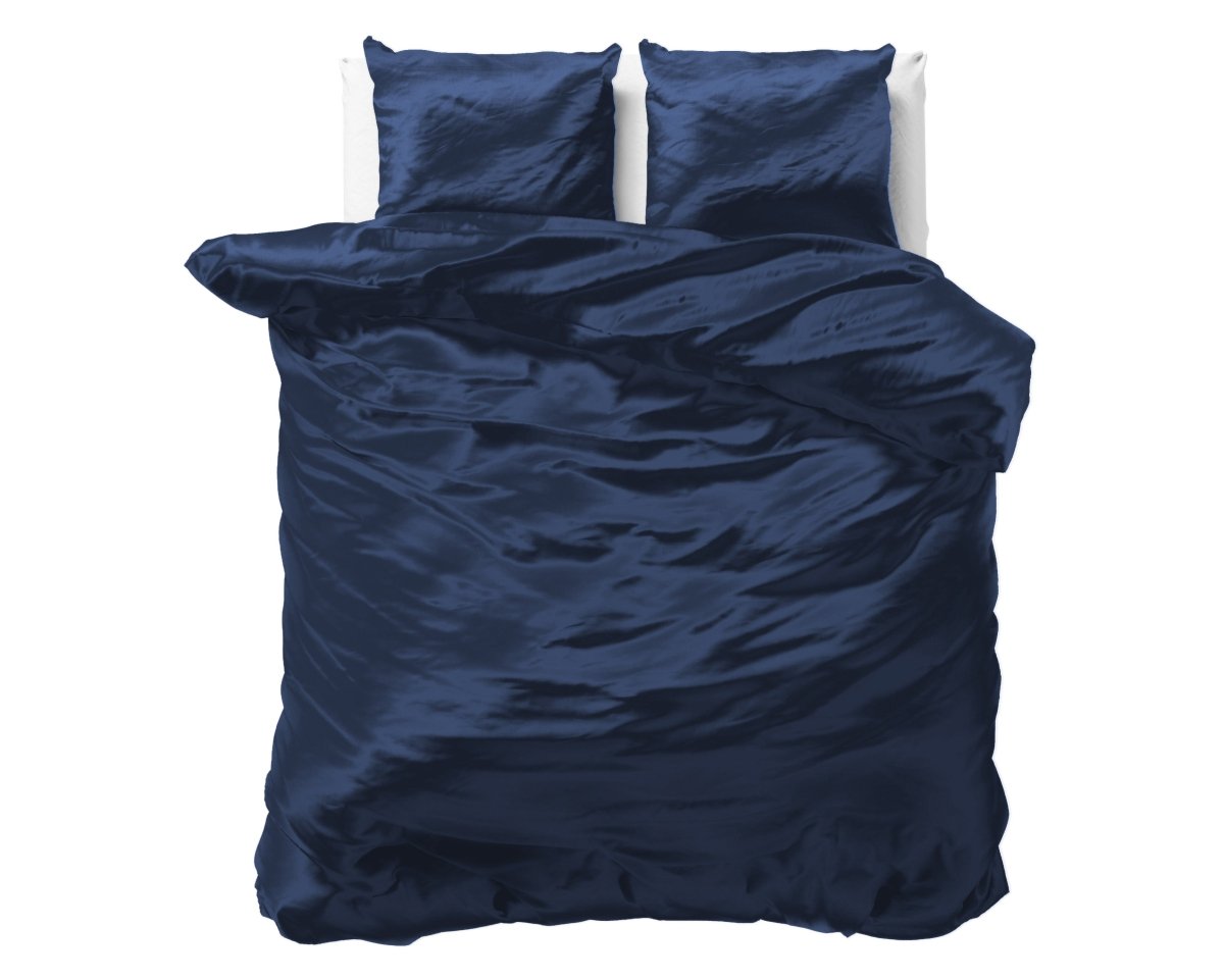 Luxury Satin Microfibre Duvet Cover Set Beauty Skin Care | Navy | Double - 200cm (W) x 220cm (L) - The Bedding & Blankets Store