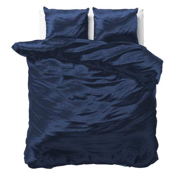 Luxury Satin Microfibre Duvet Cover Set Beauty Skin Care | Navy | Double - 200cm (W) x 220cm (L) - The Bedding & Blankets Store