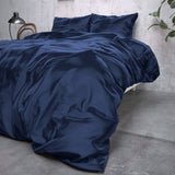 Luxury Satin Microfibre Duvet Cover Set Beauty Skin Care | Navy | Double - 200cm (W) x 220cm (L) - The Bedding & Blankets Store