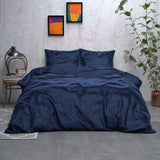 Luxury Satin Microfibre Duvet Cover Set Beauty Skin Care | Navy | Double - 200cm (W) x 220cm (L) - The Bedding & Blankets Store