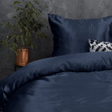 Luxury Satin Microfibre Duvet Cover Set Beauty Skin Care | Navy | Double - 200cm (W) x 220cm (L) - The Bedding & Blankets Store