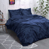 Luxury Satin Microfibre Duvet Cover Set Beauty Skin Care | Navy | Double - 200cm (W) x 220cm (L) - The Bedding & Blankets Store