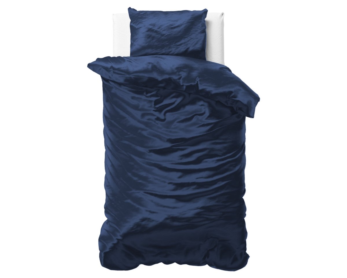 Luxury Satin Microfibre Duvet Cover Set Beauty Skin Care | Navy | Single - 140cm (W) x 220cm (L) - The Bedding & Blankets Store