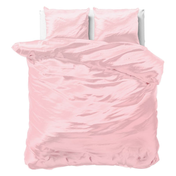 Luxury Satin Microfibre Duvet Cover Set Beauty Skin Care | Pink | Double - 200cm (W) x 220cm (L) - The Bedding & Blankets Store