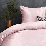 Luxury Satin Microfibre Duvet Cover Set Beauty Skin Care | Pink | Single - 140cm (W) x 220cm (L) - The Bedding & Blankets Store