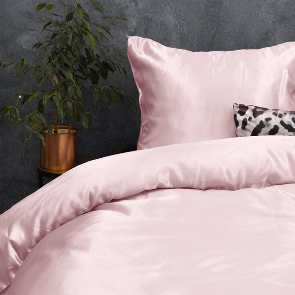 Luxury Satin Microfibre Duvet Cover Set Beauty Skin Care | Pink | Single - 140cm (W) x 220cm (L) - The Bedding & Blankets Store