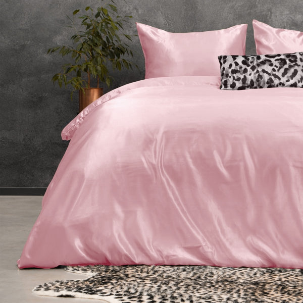 Luxury Satin Microfibre Duvet Cover Set Beauty Skin Care | Pink | Single - 140cm (W) x 220cm (L) - The Bedding & Blankets Store