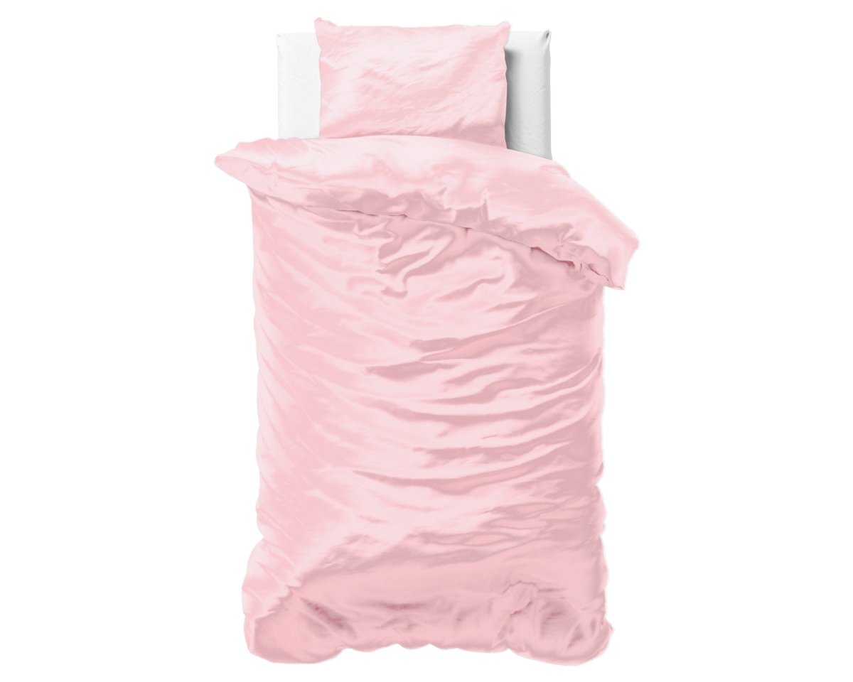 Luxury Satin Microfibre Duvet Cover Set Beauty Skin Care | Pink | Single - 140cm (W) x 220cm (L) - The Bedding & Blankets Store