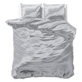 Luxury Satin Microfibre Duvet Cover Set Beauty Skin Care | Silver | Double - 200cm (W) x 220cm (L) - The Bedding & Blankets Store
