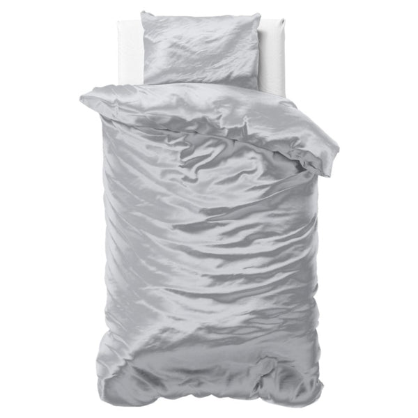 Luxury Satin Microfibre Duvet Cover Set Beauty Skin Care | Silver | Single - 140cm (W) x 220cm (L) - The Bedding & Blankets Store