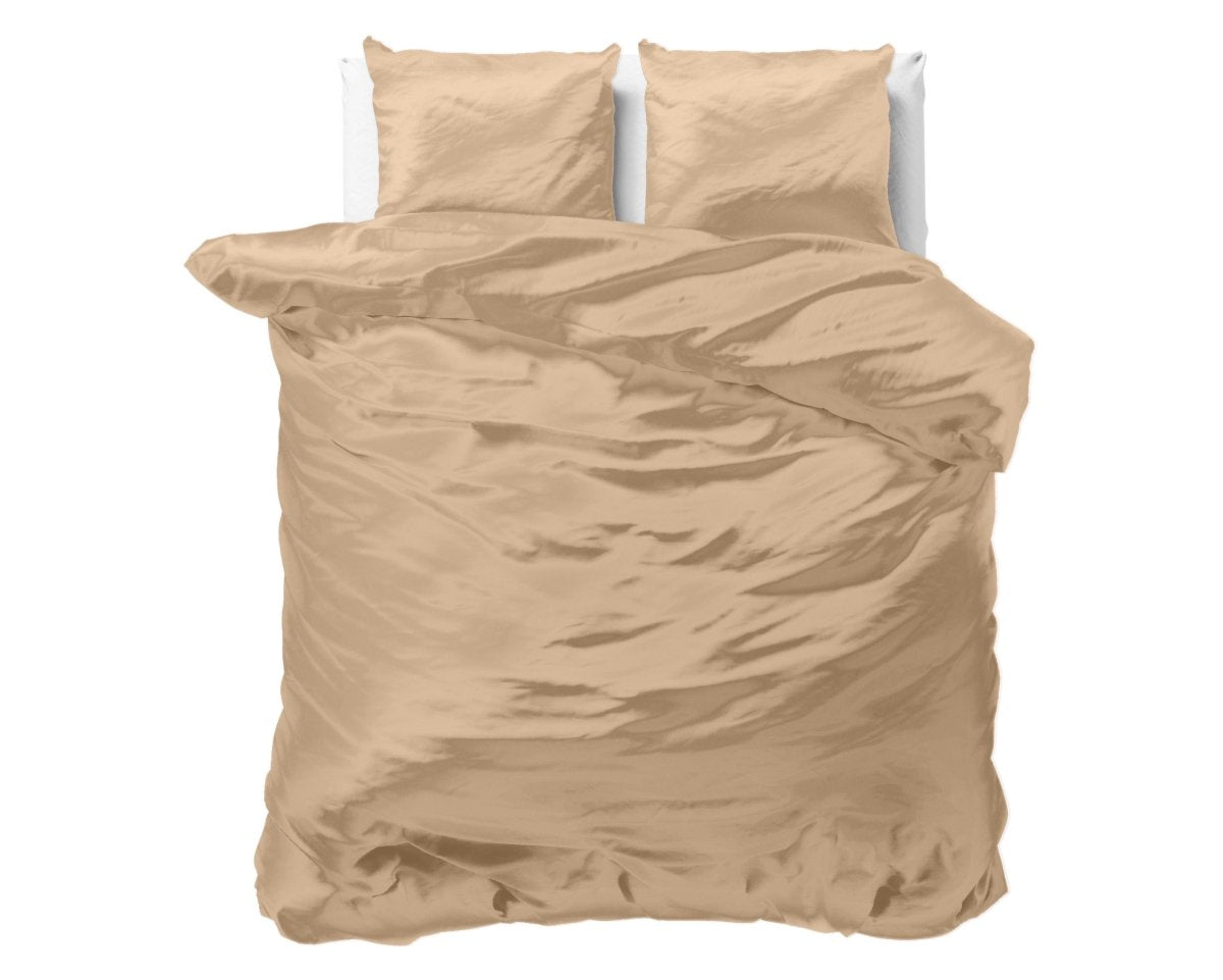 Luxury Satin Microfibre Duvet Cover Set Beauty Skin Care | Taupe | Single - 140cm (W) x 220cm (L) - The Bedding & Blankets Store