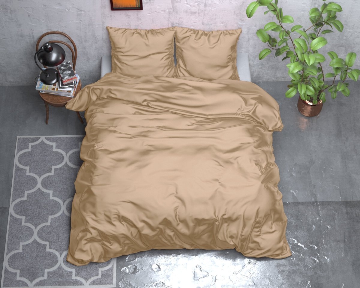 Luxury Satin Microfibre Duvet Cover Set Beauty Skin Care | Taupe | Single - 140cm (W) x 220cm (L) - The Bedding & Blankets Store