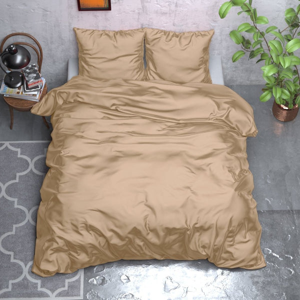 Luxury Satin Microfibre Duvet Cover Set Beauty Skin Care | Taupe | Single - 140cm (W) x 220cm (L) - The Bedding & Blankets Store