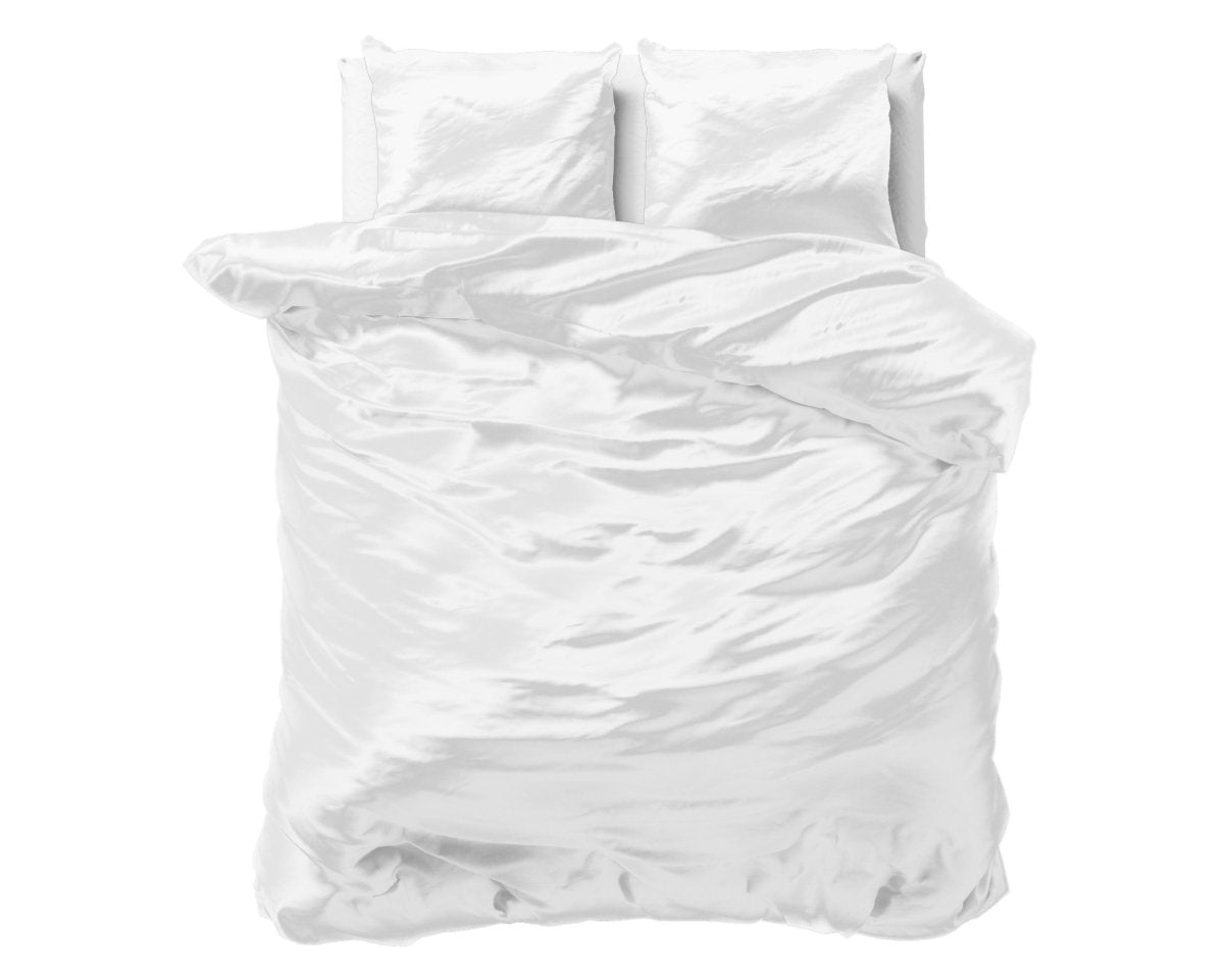 Luxury Satin Microfibre Duvet Cover Set Beauty Skin Care | White | Double - 200cm (W) x 220cm (L) - The Bedding & Blankets Store