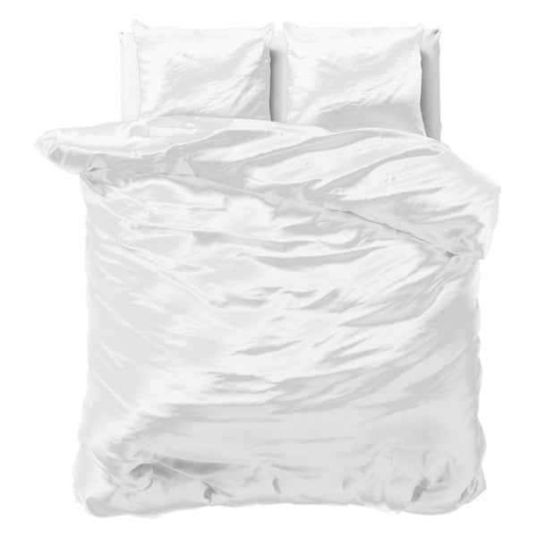 Luxury Satin Microfibre Duvet Cover Set Beauty Skin Care | White | Double - 200cm (W) x 220cm (L) - The Bedding & Blankets Store