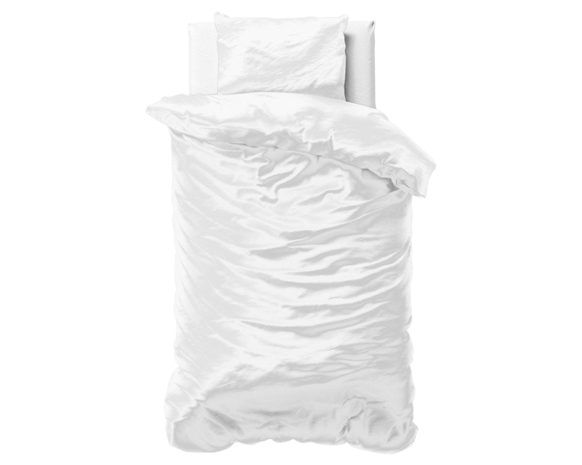 Luxury Satin Microfibre Duvet Cover Set Beauty Skin Care | White | Single - 140cm (W) x 220cm (L) - The Bedding & Blankets Store