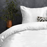 Luxury Satin Microfibre Duvet Cover Set Beauty Skin Care | White | Single - 140cm (W) x 220cm (L) - The Bedding & Blankets Store