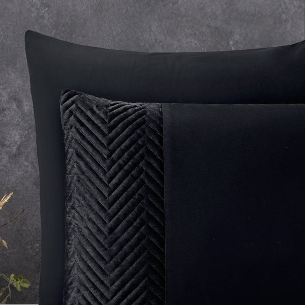 Microfiber Duvet Cover Set Crossline | Black | Single - 140cm (W) x 220cm (L) - The Bedding & Blankets Store