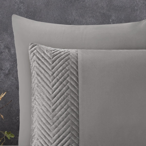 Microfiber Duvet Cover Set Crossline | Sand/Grey | Single - 140cm (W) x 220cm (L) - The Bedding & Blankets Store