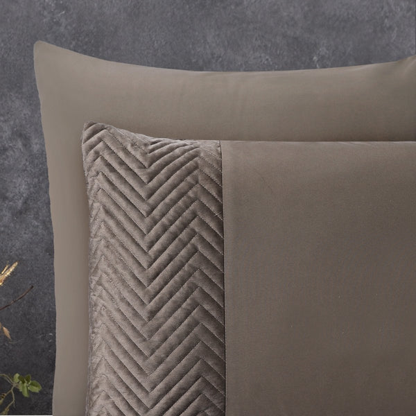Microfiber Duvet Cover Set Crossline | Taupe | Single - 140cm (W) x 220cm (L) - The Bedding & Blankets Store