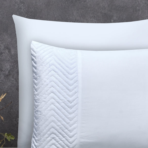 Microfiber Duvet Cover Set Crossline | White | Single - 140cm (W) x 220cm (L) - The Bedding & Blankets Store