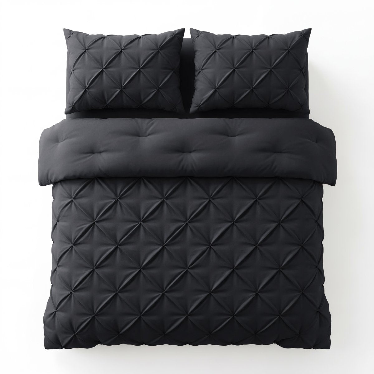 Microfibre Coverless Duvet Pintuck | Anthracite | Single - 140cm (W) x 200cm (L) - The Bedding & Blankets Store