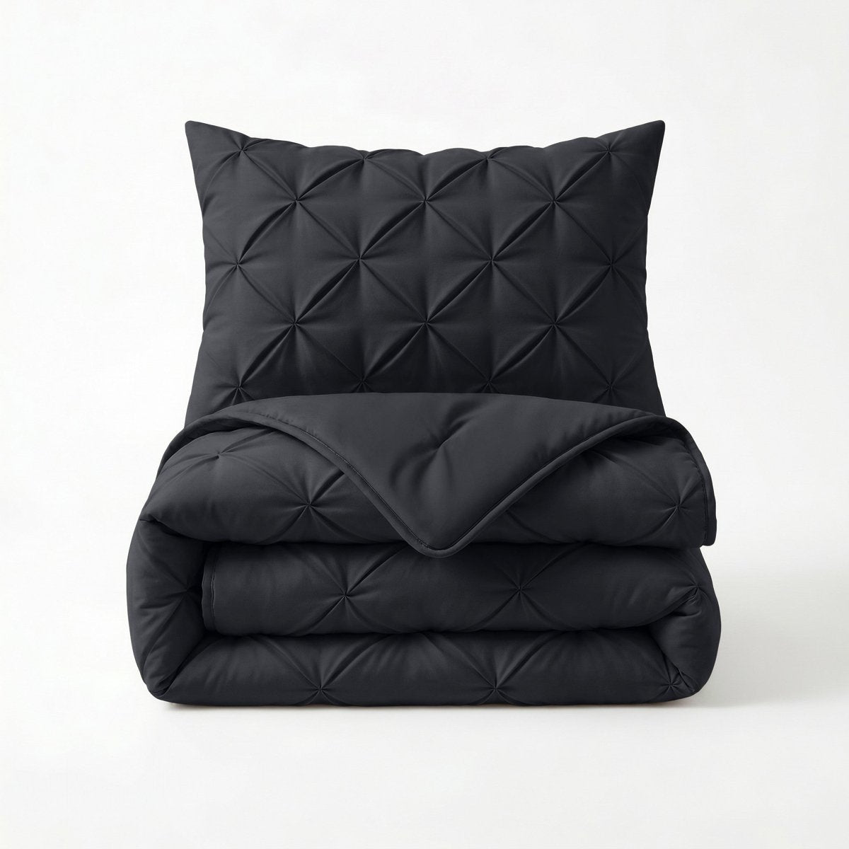 Microfibre Coverless Duvet Pintuck | Anthracite | Single - 140cm (W) x 200cm (L) - The Bedding & Blankets Store